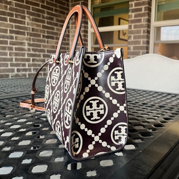 Tory Turch T Monogram Square Shoulder Bag Contrast Embossed - Picture 4 of 10